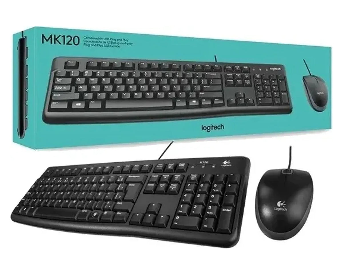 Kit Teclado y Mouse Logitech MK120 USB Alámbrico, Negro - foto 1