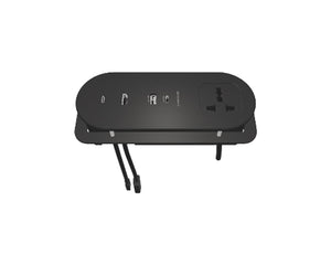 Caja de Conexión de Mesa Panconnect CARIQ S con Enchufe, Cargador USB-C/A de 60 W, HDMI y USB-C (Negra)