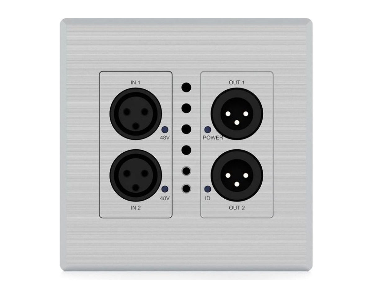 Placa de Pared Dante Blustream DA22XLR-WP-US con 2 Entradas y 2 Salidas XLR y Phantom (formato US) - foto 1