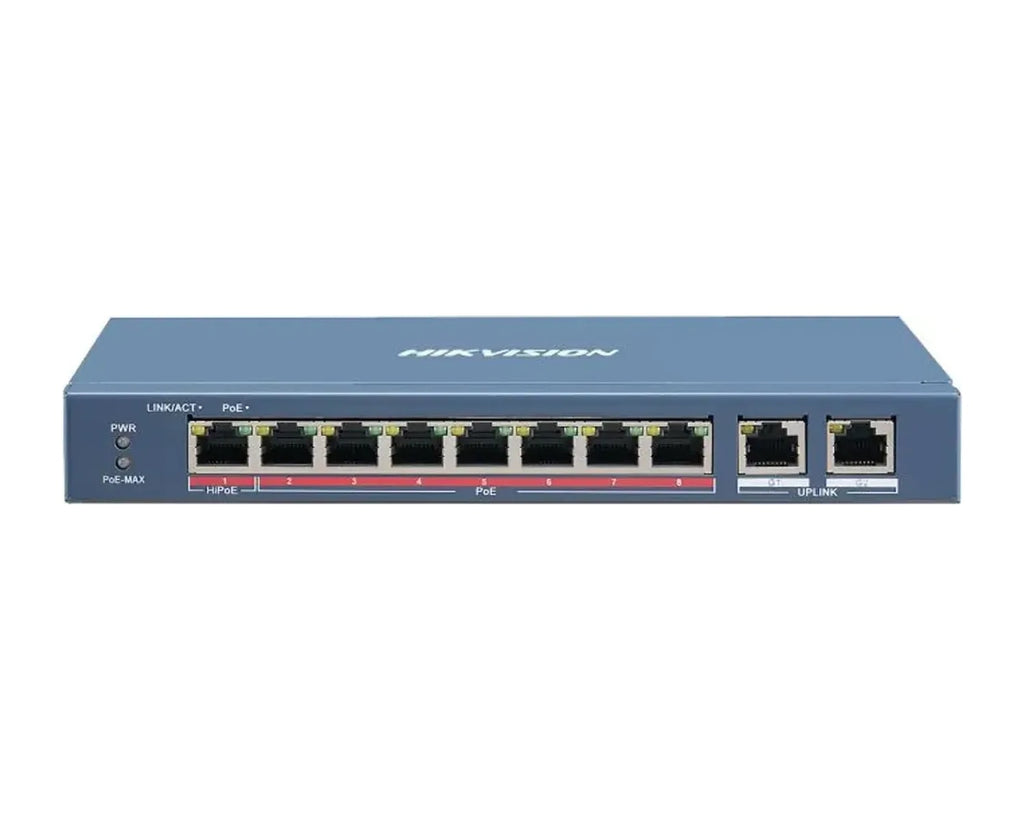 Switch PoE Hikvision DS-3E0310HP-E 8 Puertos PoE con Hi-PoE 90W y 2 Uplink - foto 1