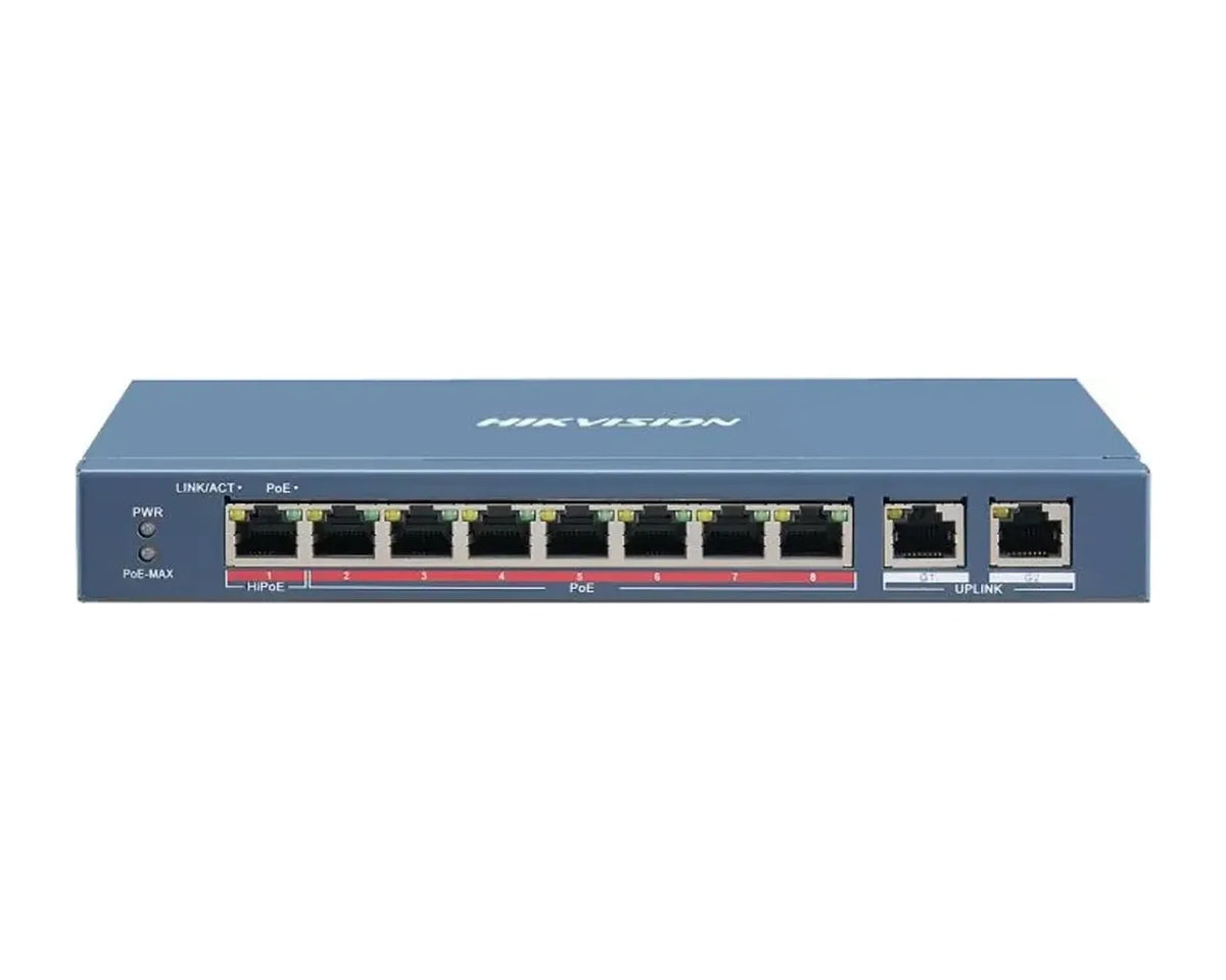 Switch PoE Hikvision DS-3E0310HP-E 8 Puertos PoE con Hi-PoE 90W y 2 Uplink - foto 1