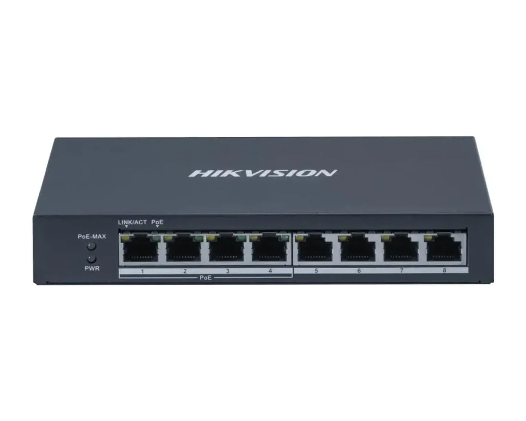Switch PoE Hikvision DS-3E0508P-O 8 Puertos Gigabit (4 PoE+), Metálico - foto 1