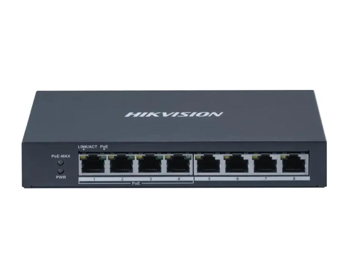 Switch PoE Hikvision DS-3E0508P-O 8 Puertos Gigabit (4 PoE+), Metálico - foto 1