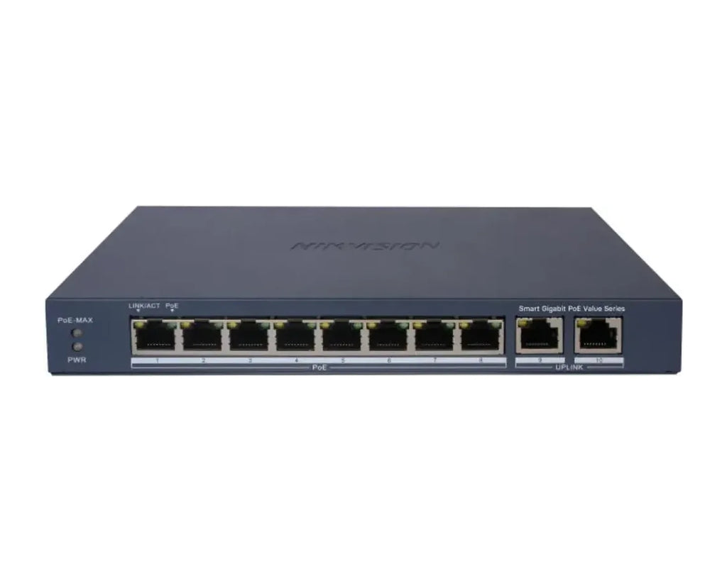 Switch PoE Hikvision DS-3E1510P-EI/M 8 Puertos PoE Gigabit + 2 Gigabit, Metálico - foto 1