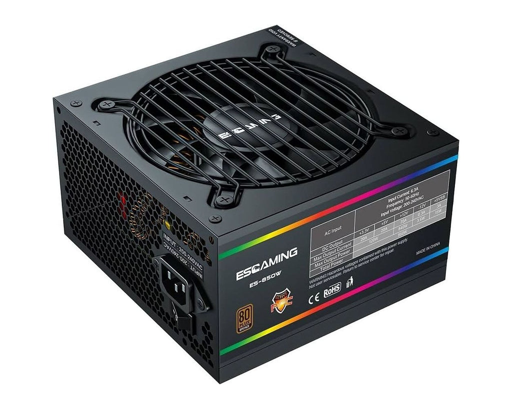 Fuente de Poder ESGAMING ES-RGB850W 850W 80 PLUS Bronze con Ventilador RGB - foto 1