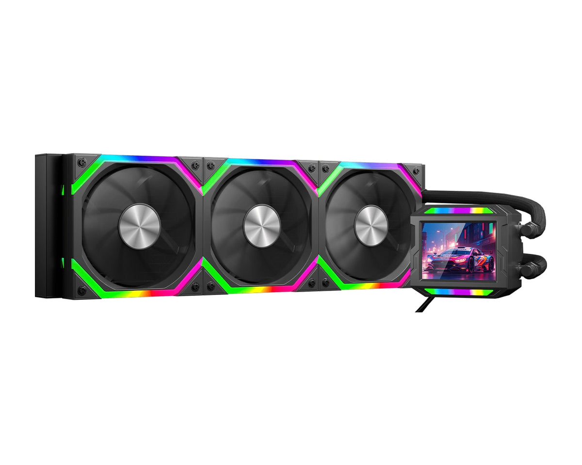 Water Cooler ESGAMING Aurora EW-360S4 ARGB 360mm con Pantalla, Negro - foto 1