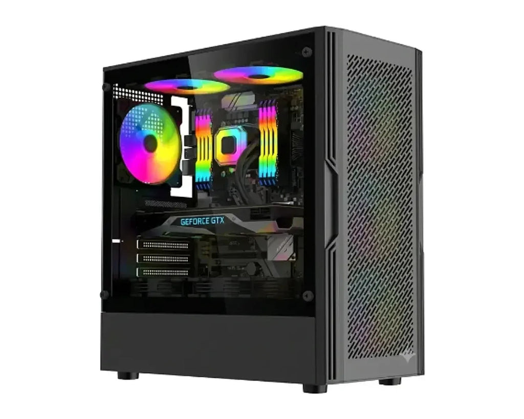 Gabinete Gamer ESGAMING HA06 ATX con 4 Ventiladores ARGB y Vidrio Templado, Negro - foto 1