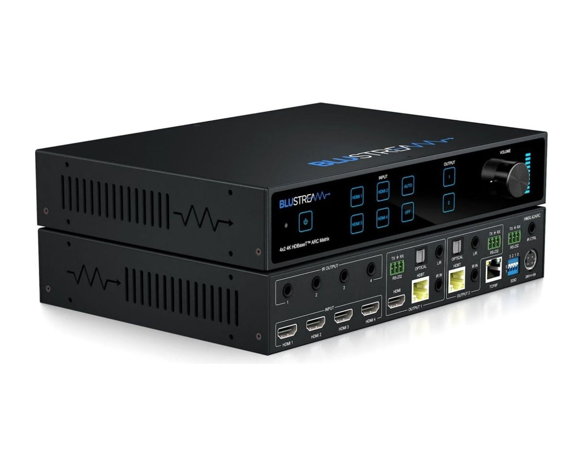 Kit Matriz HDBaseT Blustream HMXL42ARC-KIT 4x2 4K HDR con ARC y 2 Receptores (70 m) - foto 1