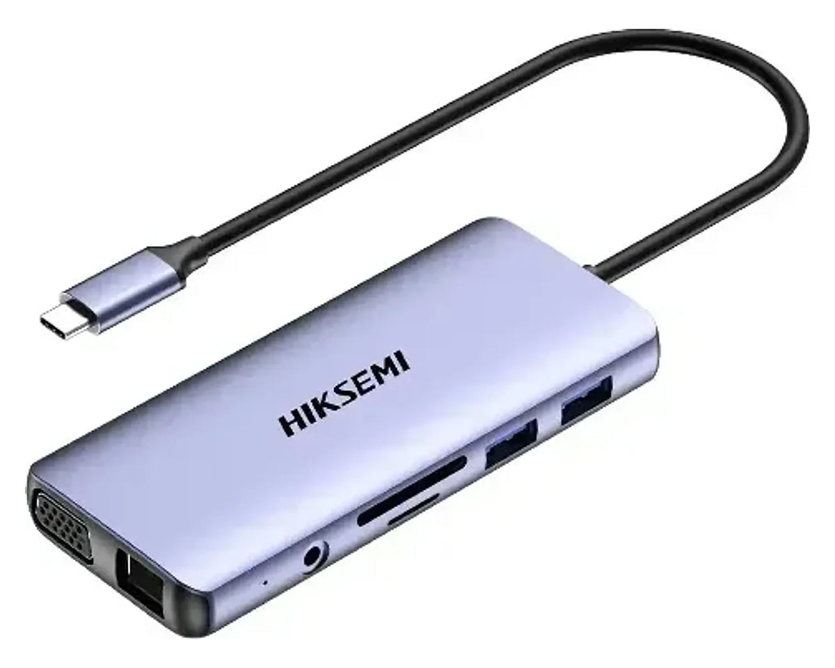 Docking Hub USB-C Hiksemi DS11 11 en 1: HDMI 4K, VGA, RJ45 Gigabit, PD 100W - foto 1