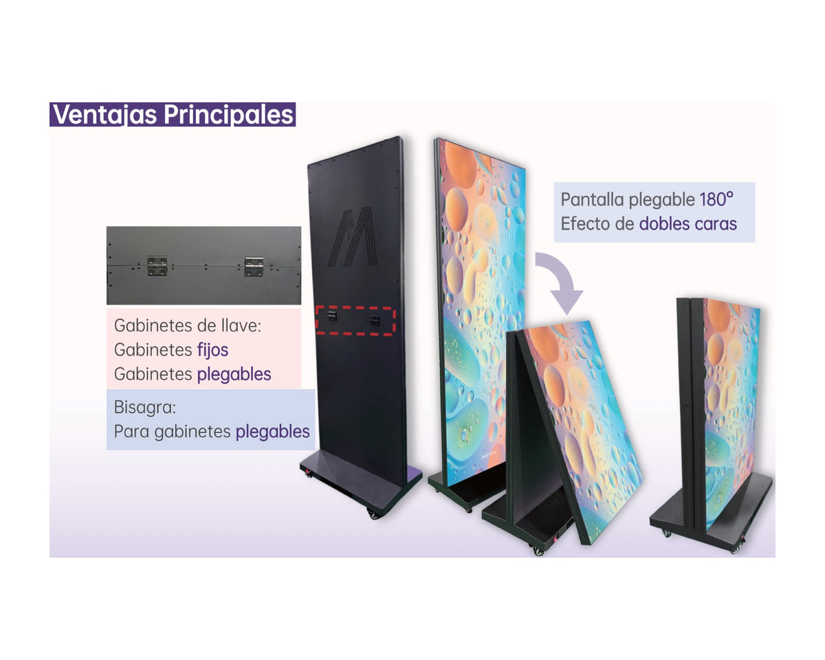 Pendón LED Plegable MoodLED P1.86 de 64 × 192 cm para Interior con Reproductor Novastar TB40 Wi-Fi y Case - foto 1