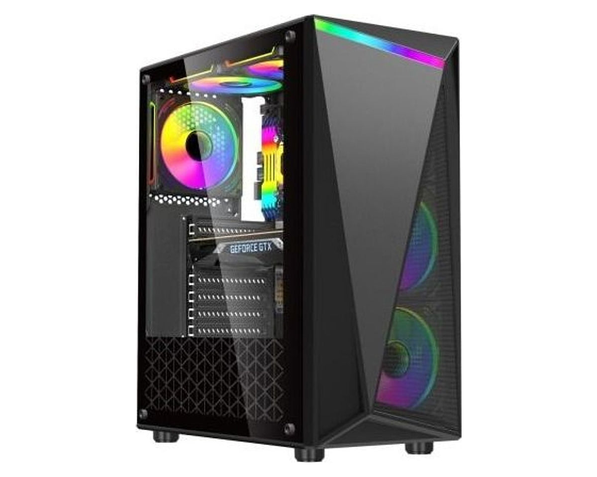 Gabinete Gamer ESGAMING U09 ATX con 4 Ventiladores ARGB y Vidrio Templado, Negro - foto 1