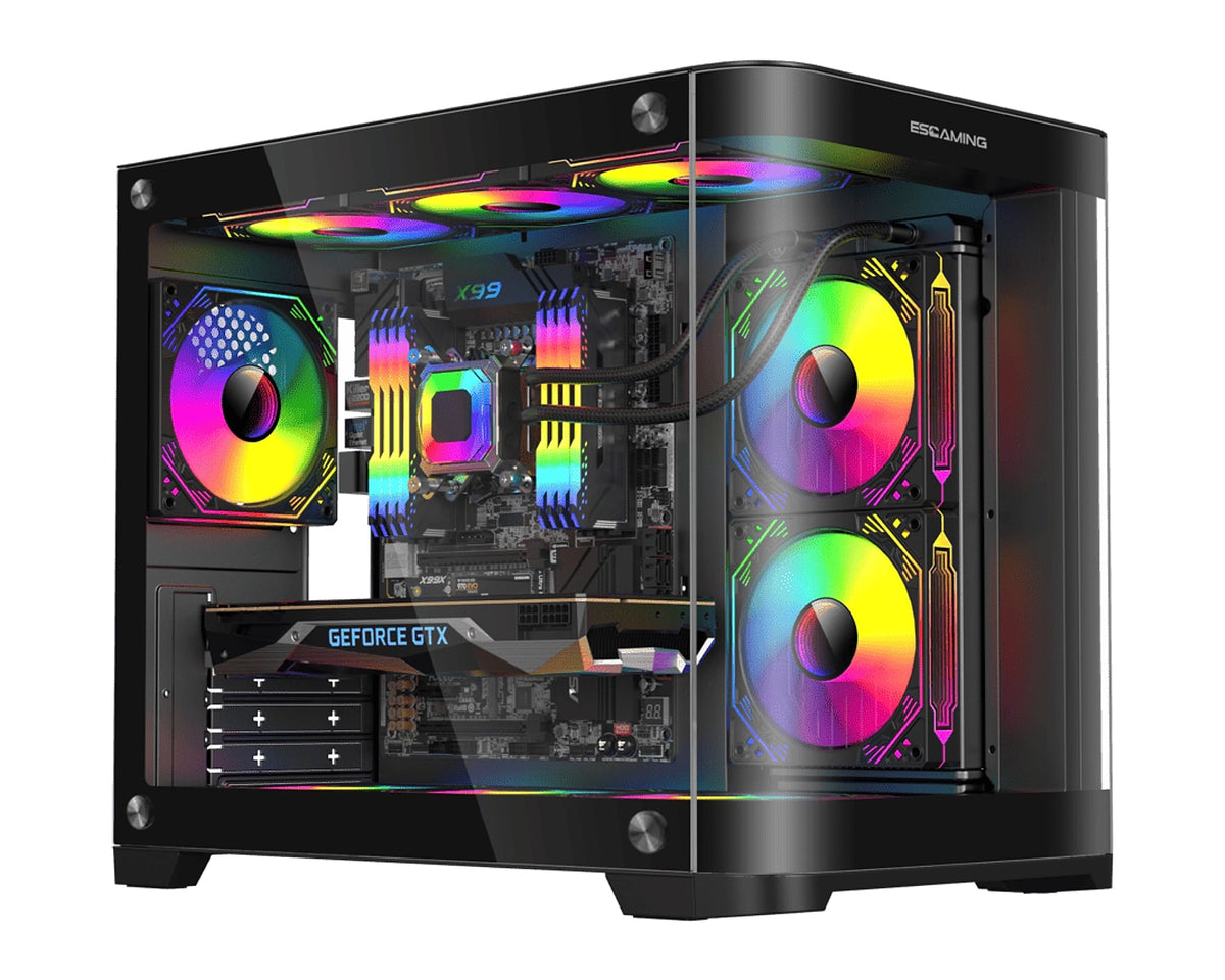 Gabinete Gamer ESGAMING Viper Micro-ATX Negro con 5 Ventiladores ARGB y USB-C - foto 1