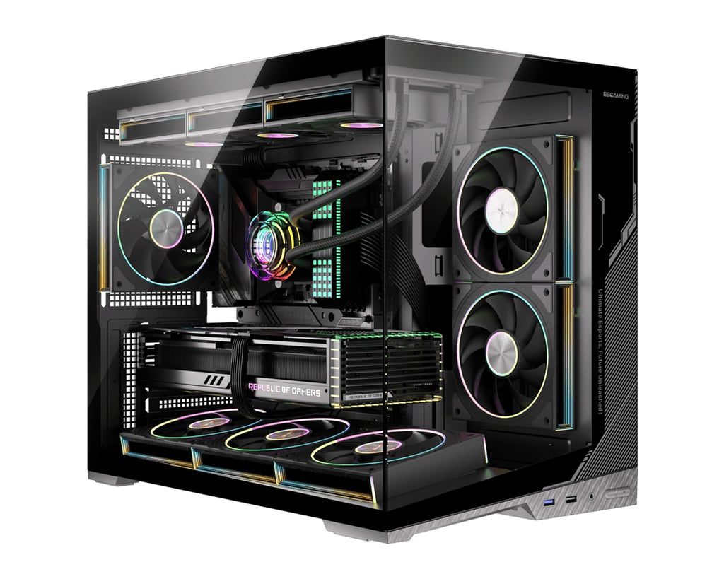 Gabinete Gamer ESGAMING Zero Micro-ATX Negro con 6 Ventiladores ARGB - foto 1