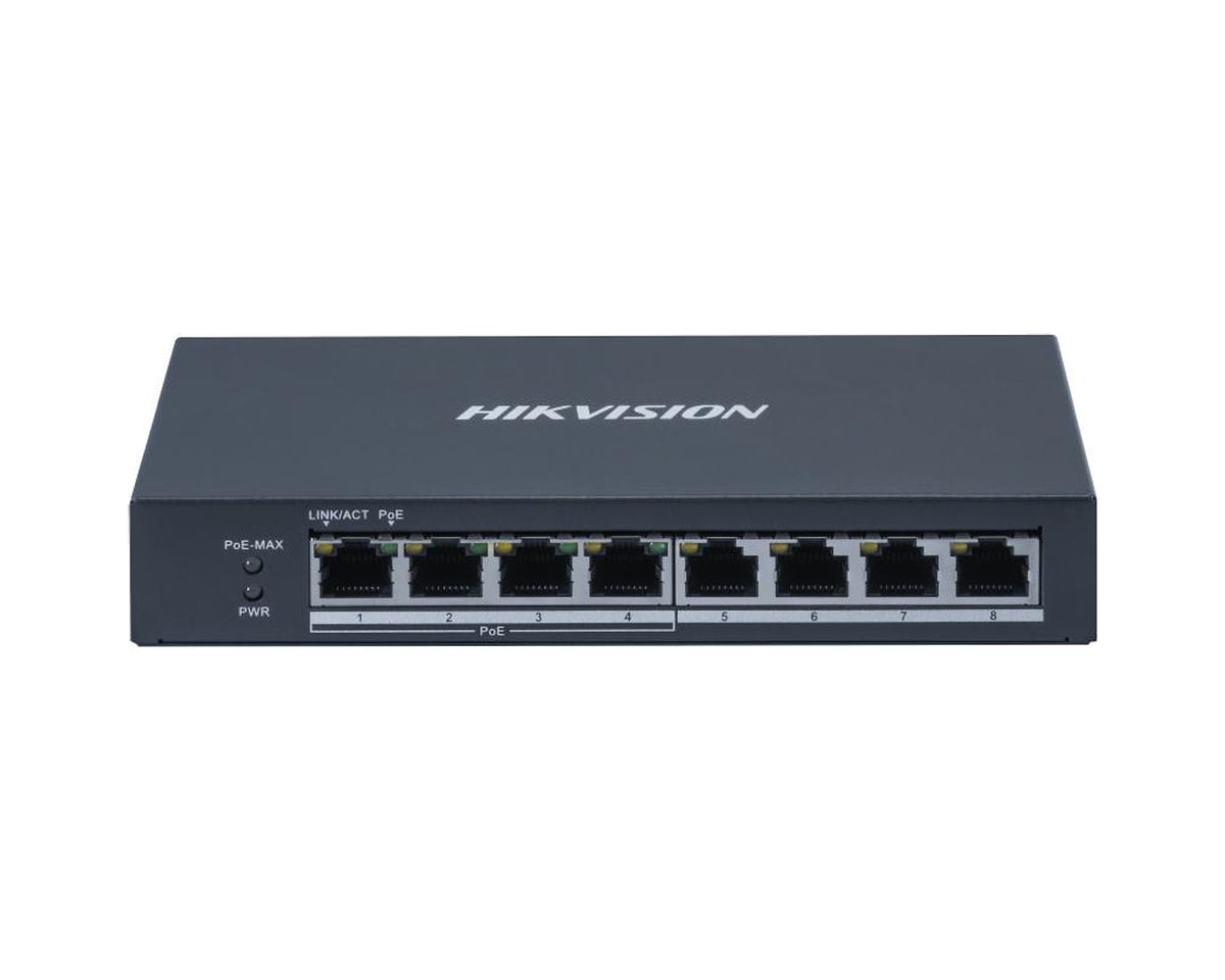 Switch PoE Hikvision DS-3E0508P-O 8 Puertos Gigabit (4 PoE+), Metálico - foto 2