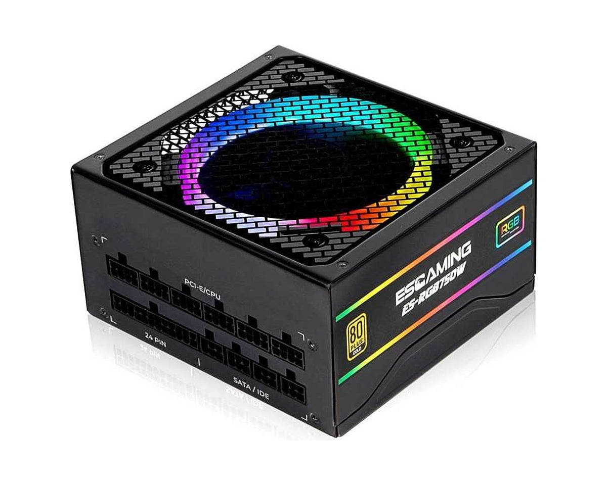 Fuente de Poder ESGAMING ES-RGB750W 750W 80 PLUS Gold con Ventilador RGB - foto 2