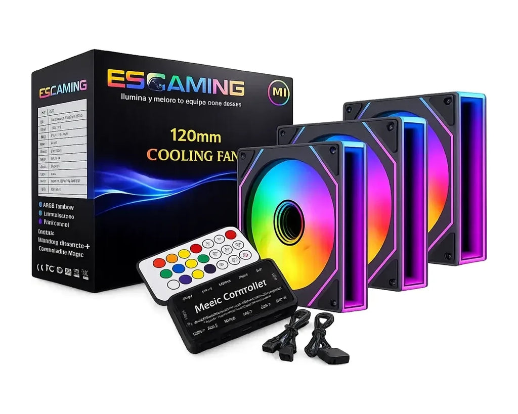 Kit 3 Ventiladores ESGAMING EZ-A18 ARGB 120mm con Hub y Control Remoto - foto 2