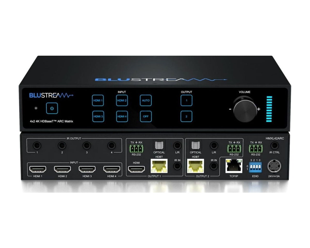 Kit Matriz HDBaseT Blustream HMXL42ARC-KIT 4x2 4K HDR con ARC y 2 Receptores (70 m) - foto 2