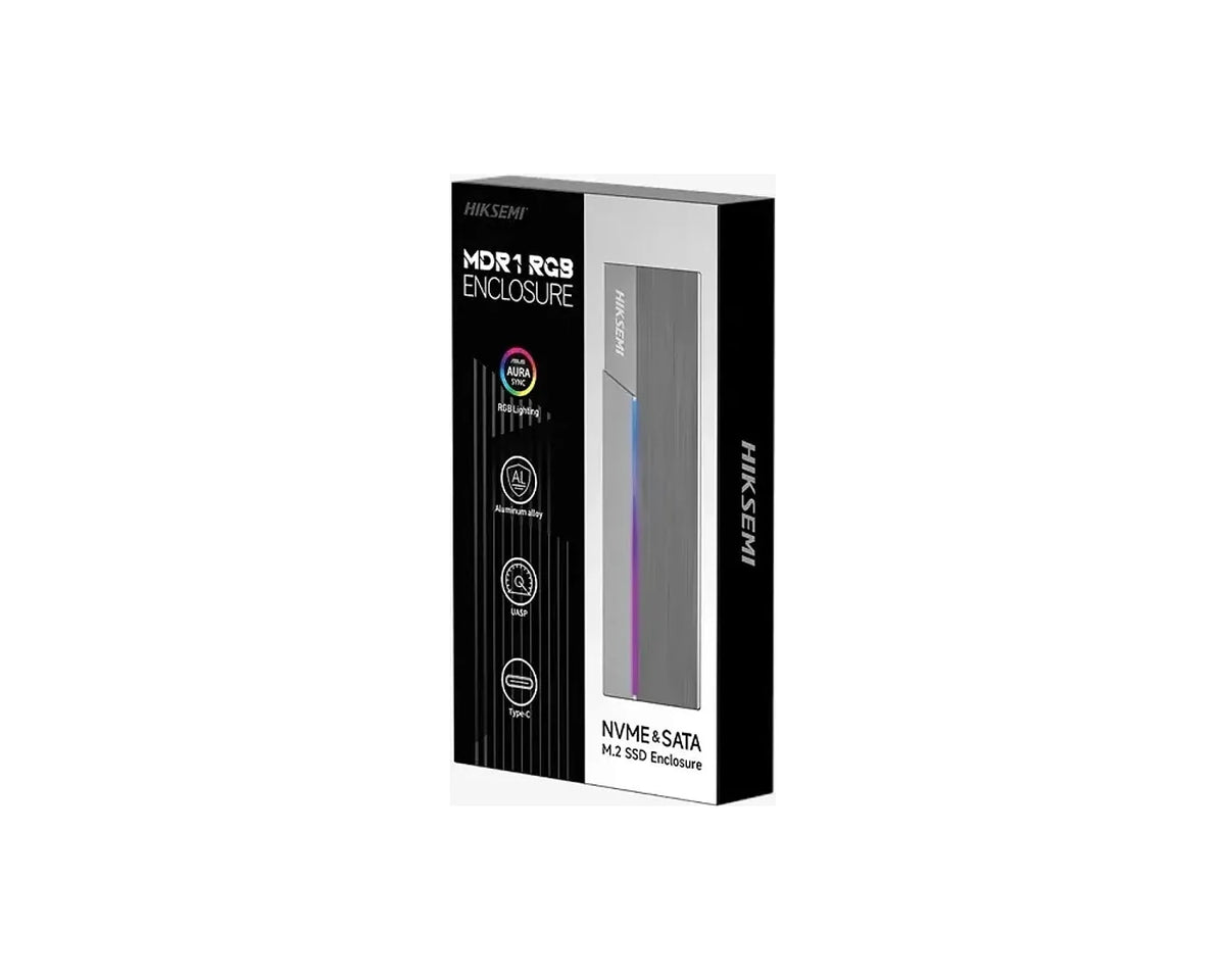 Cofre para SSD M.2 NVMe y SATA Hiksemi MDR1 RGB USB-C 10 Gbps - foto 2