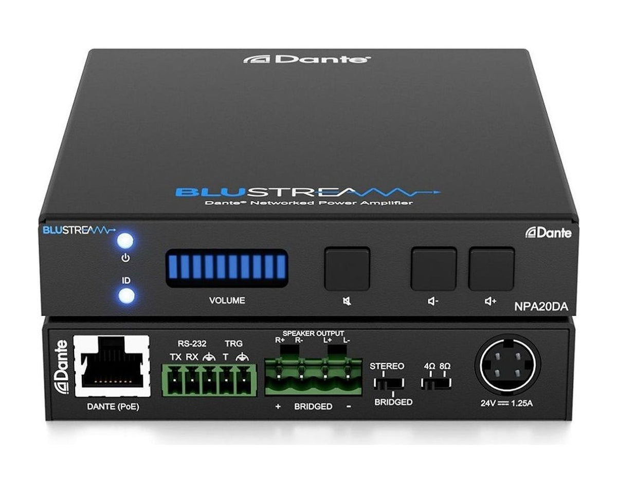 Amplificador en Red Blustream NPA20DA 2 × 10 W / 1 × 20 W con Entrada Dante/AES67, DSP y PoE+ - foto 2