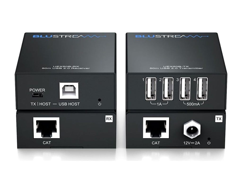 Kit Extensor USB 2.0 sobre Cable CAT Blustream UEX50B-KIT hasta 50 m con Hub de 4 Puertos (TX + RX) - foto 2