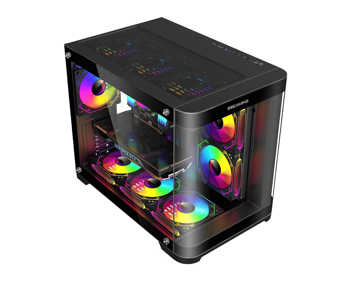 Gabinete Gamer ESGAMING Viper Micro-ATX Negro con 5 Ventiladores ARGB y USB-C - foto 2