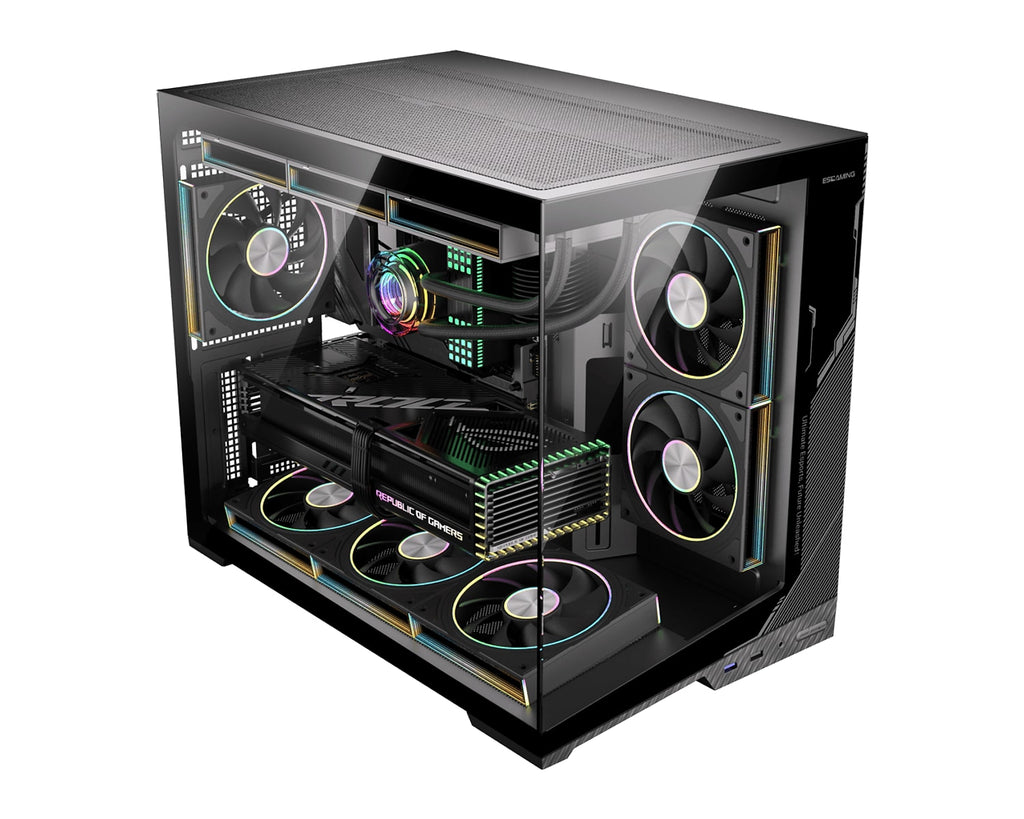 Gabinete Gamer ESGAMING Zero Micro-ATX Negro con 6 Ventiladores ARGB - foto 2