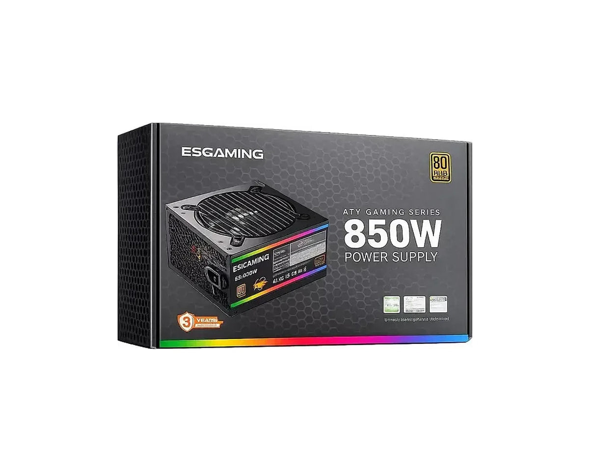Fuente de Poder ESGAMING ES-RGB850W 850W 80 PLUS Bronze con Ventilador RGB - foto 3