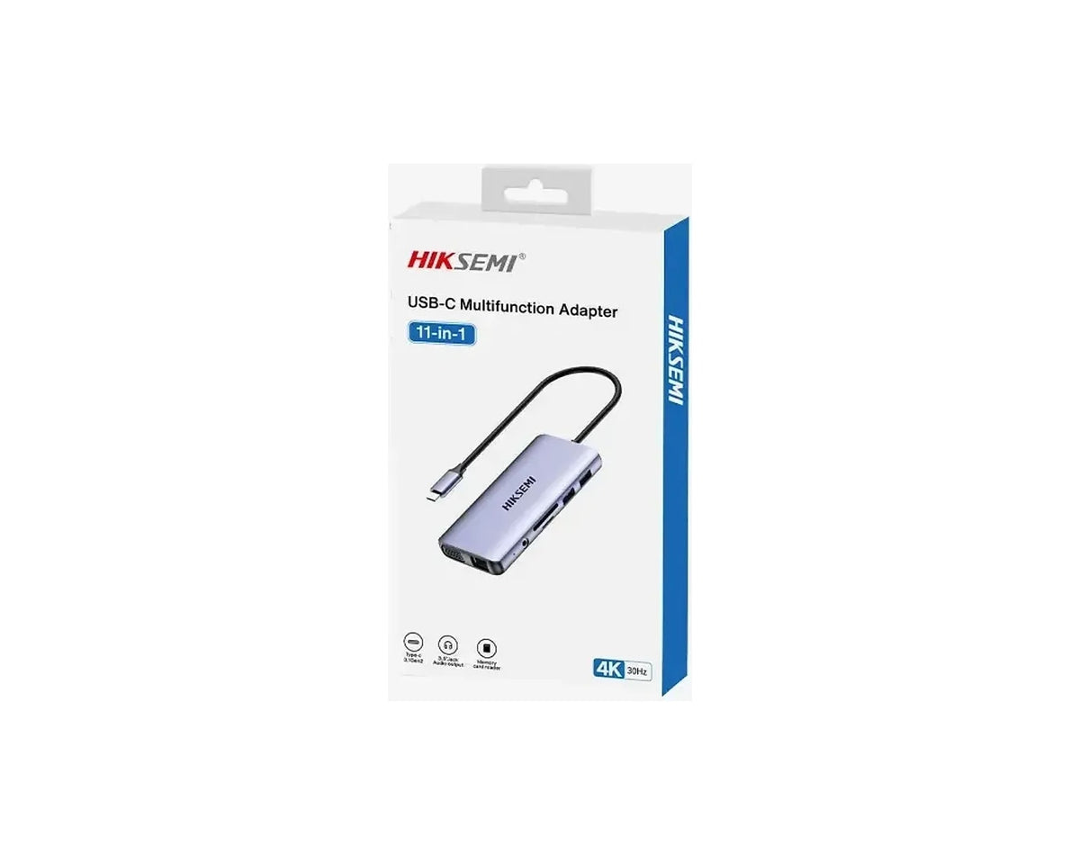 Docking Hub USB-C Hiksemi DS11 11 en 1: HDMI 4K, VGA, RJ45 Gigabit, PD 100W - foto 3