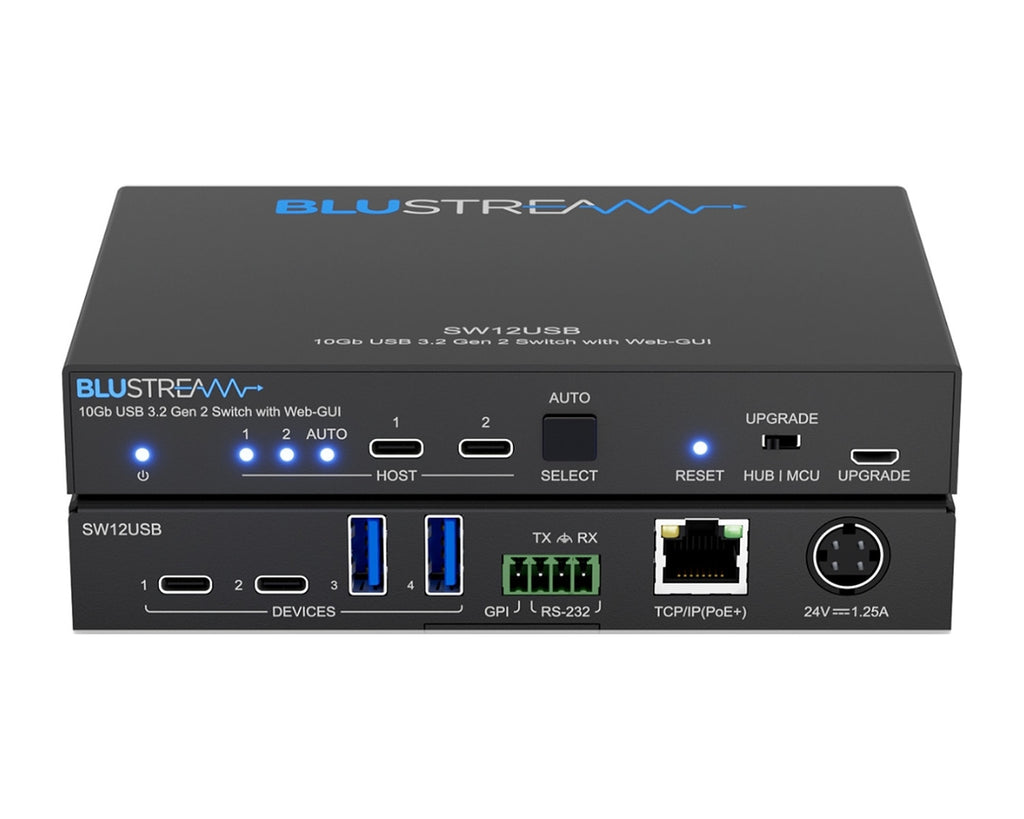 Switch USB 3.2 Gen 2 Blustream SW12USB 10 Gbps para 4 Periféricos y 2 Computadores USB-C con PoE+ - foto 3